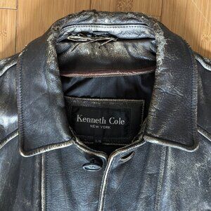 Vintage Late 1990s Size L Brown Kenneth Cole Rally Leather Jacket